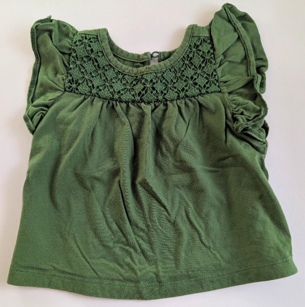 Janie and Jack Olive Ruffle Sleeve Blouse